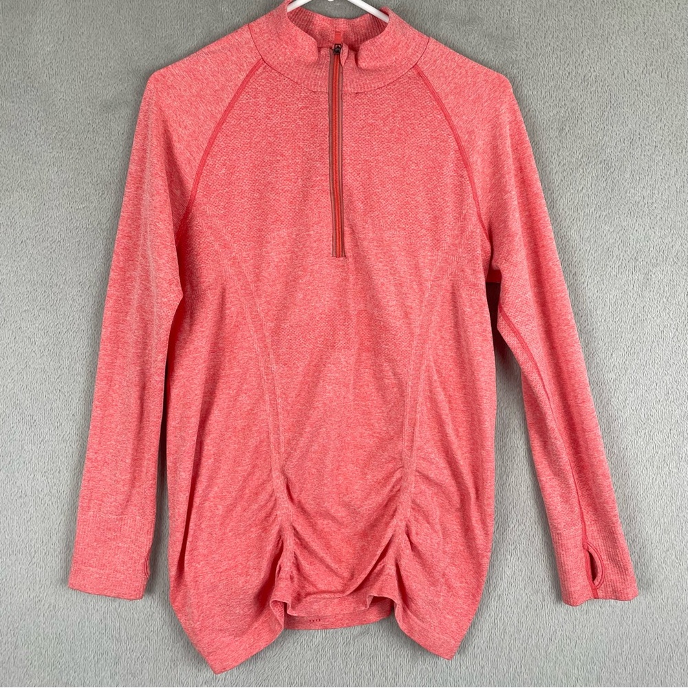 Athleta Shirt Womens XL Orange Fast Track 1/4 Zip Pullover Athletic Running Top